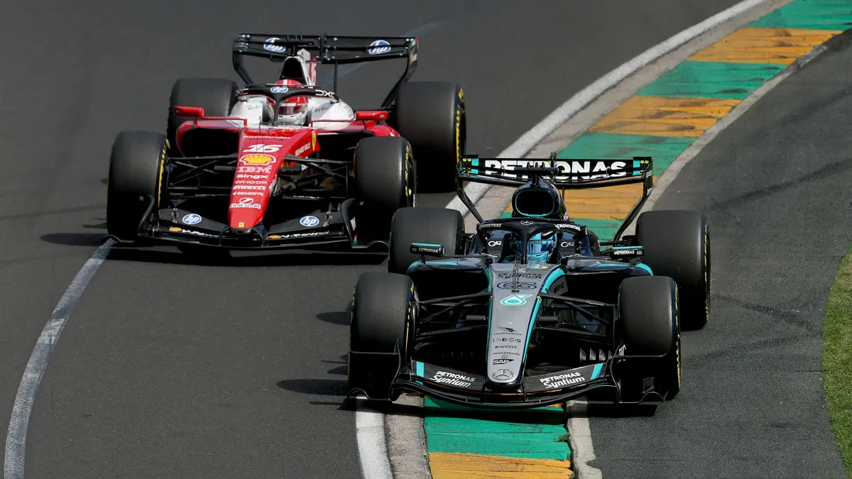 Formula 1 cars racing at the Australian Grand Prix