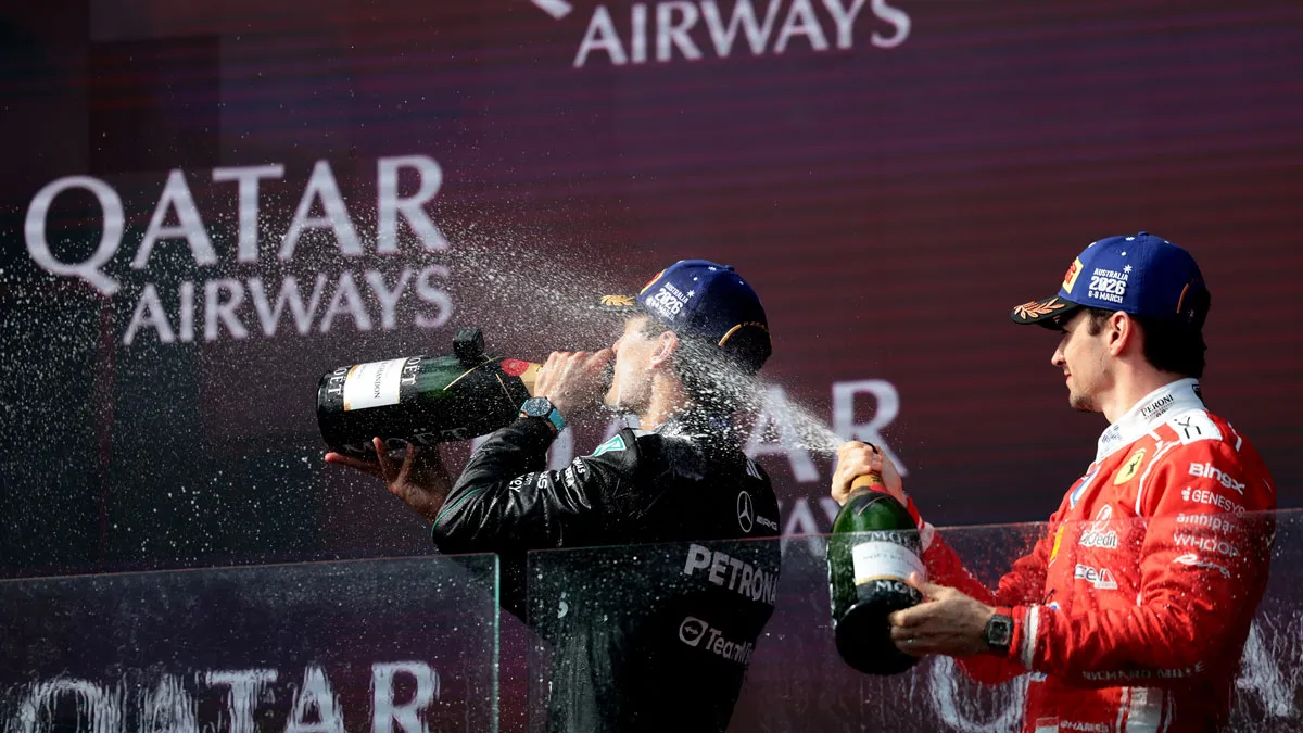 Formula 1 podium celebration at the Australian Grand Prix